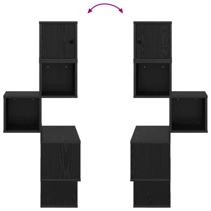 Wall Corner Shelf Black Oak 48 x 48 x 120 cm Engineered Wood