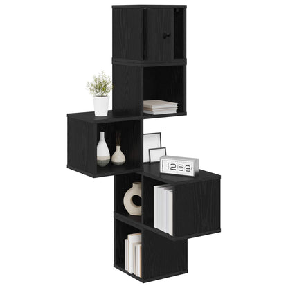Wall Corner Shelf Black Oak 48 x 48 x 120 cm Engineered Wood