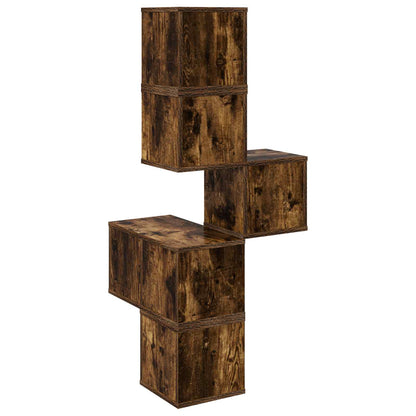 Wall Corner Shelf Smoked Oak 48 x 48 x 120 cm Engineered Wood