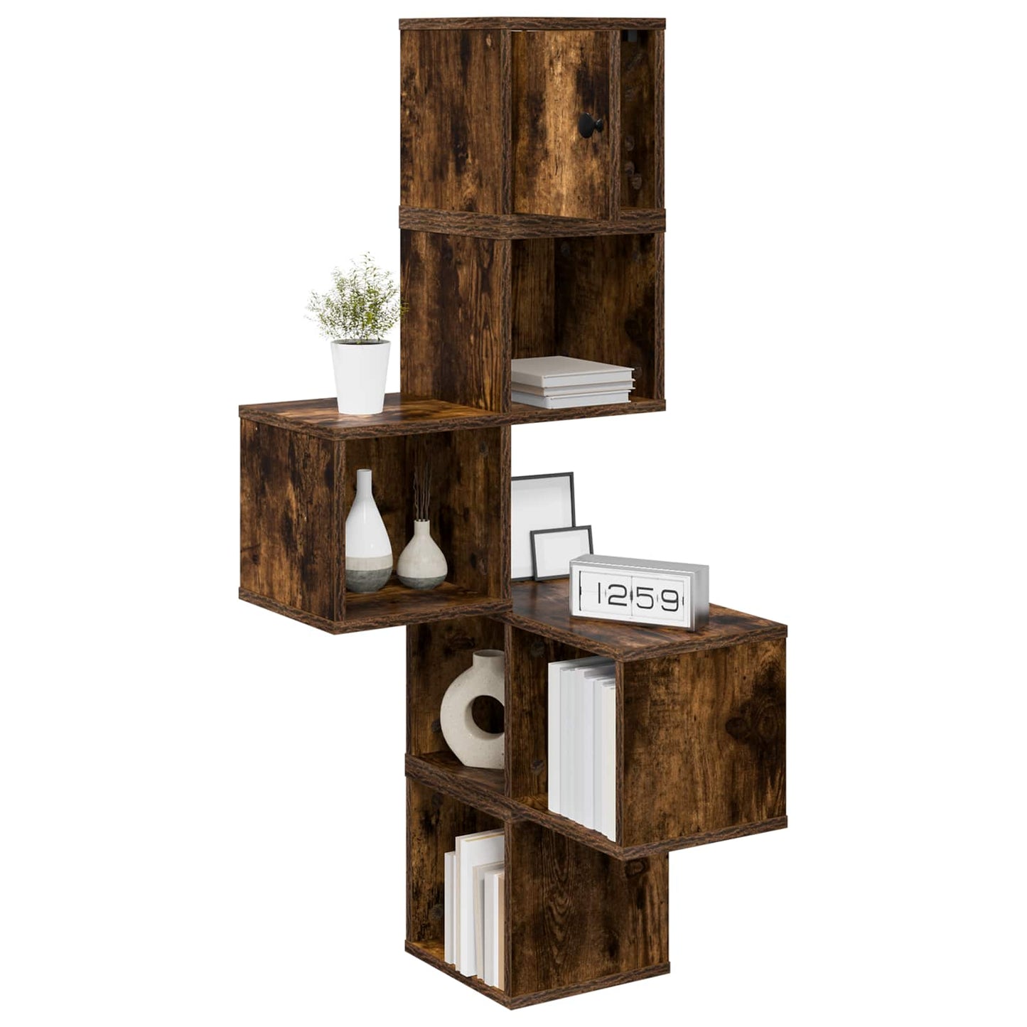 Wall Corner Shelf Smoked Oak 48 x 48 x 120 cm Engineered Wood