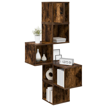 Wall Corner Shelf Smoked Oak 48 x 48 x 120 cm Engineered Wood