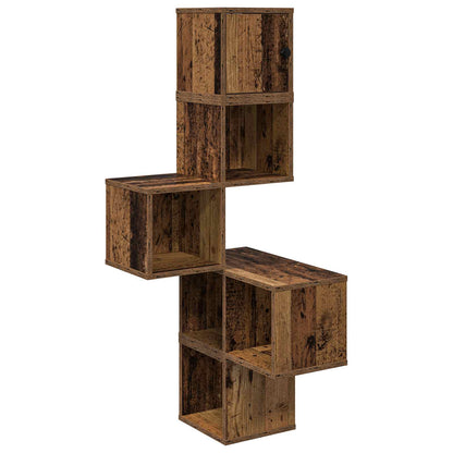 Wall Corner Shelf Old Wood 48 x 48 x 120 cm Engineered Wood