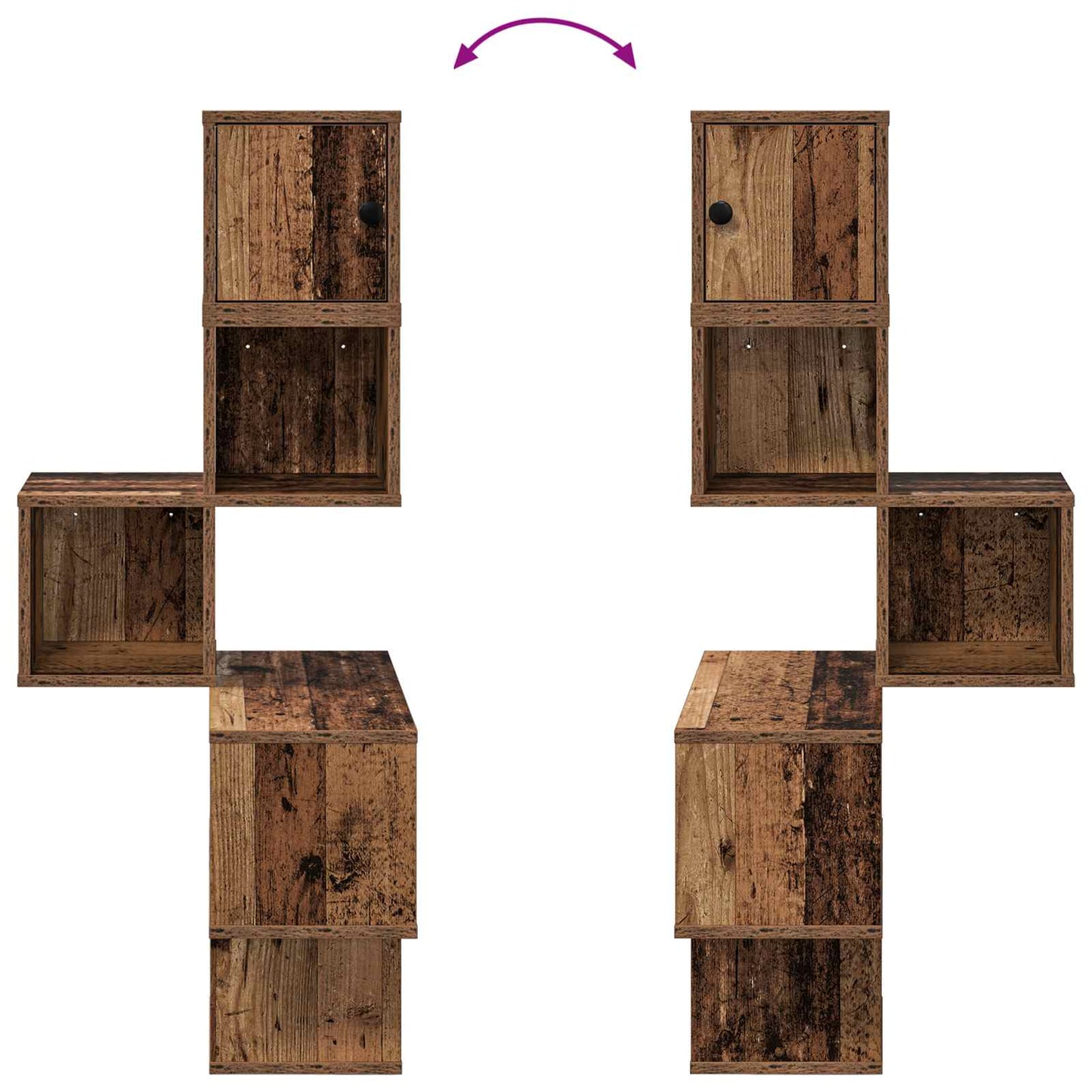 Wall Corner Shelf Old Wood 48 x 48 x 120 cm Engineered Wood