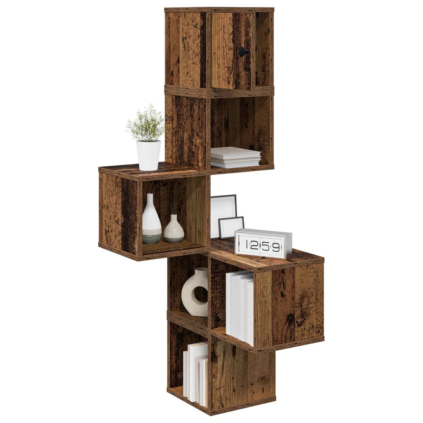 Wall Corner Shelf Old Wood 48 x 48 x 120 cm Engineered Wood