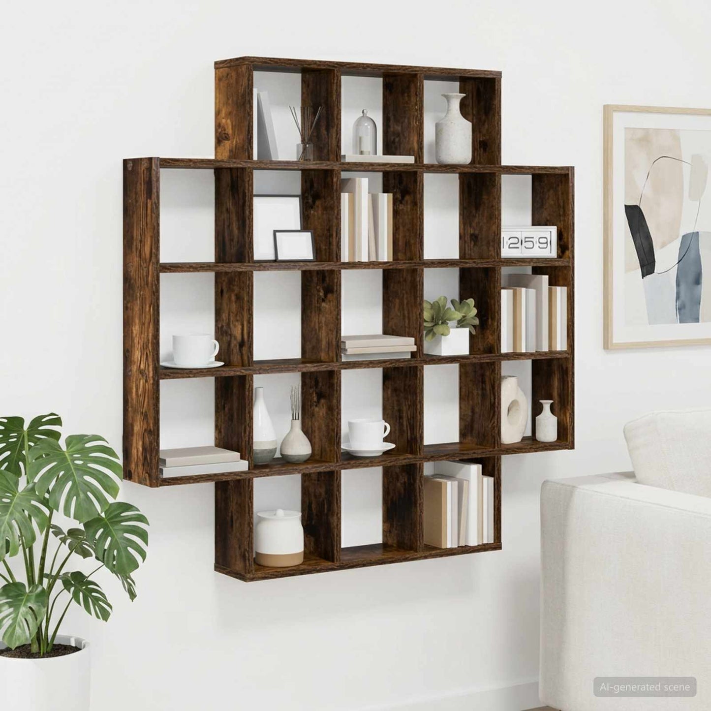 Wall Shelf Smoked Oak 100 x 13 x 100 cm Engineered Wood