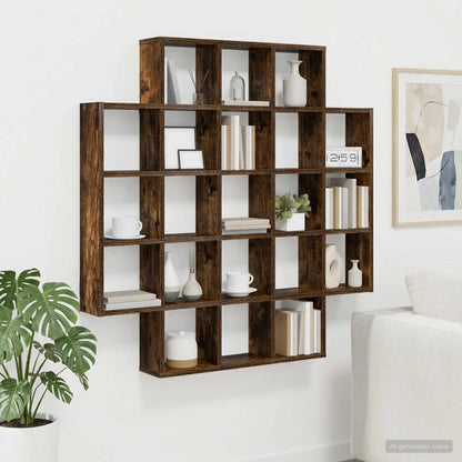 Wall Shelf Smoked Oak 100 x 13 x 100 cm Engineered Wood