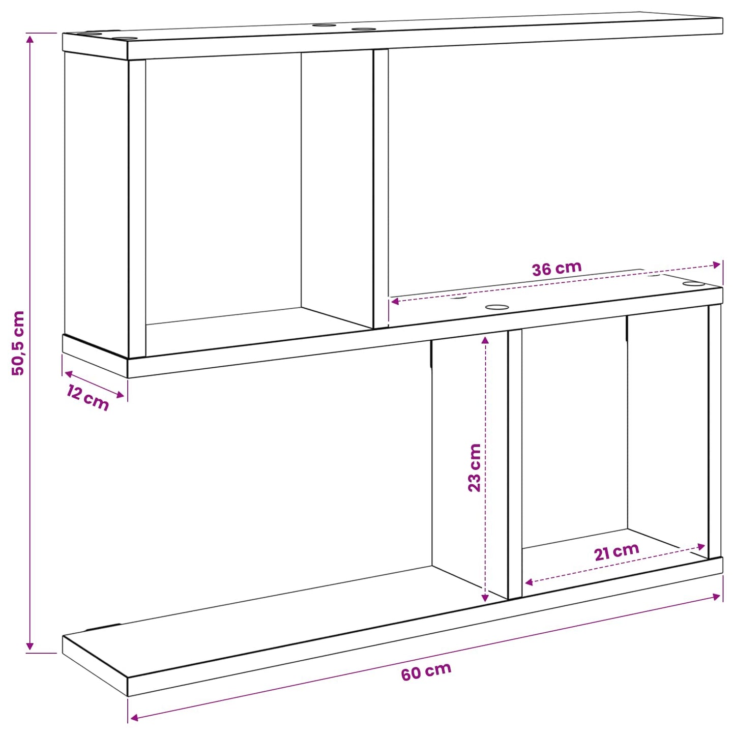 Wall Shelf White 60 x 12 x 50.5 cm Engineered Wood