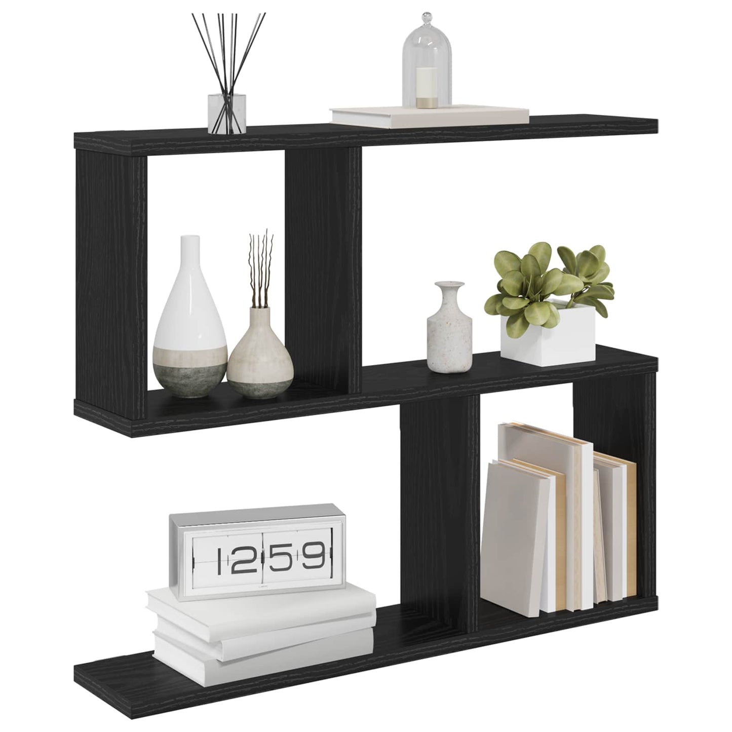 Wall Shelf Black Oak 60 x 12 x 50.5 cm Engineered Wood