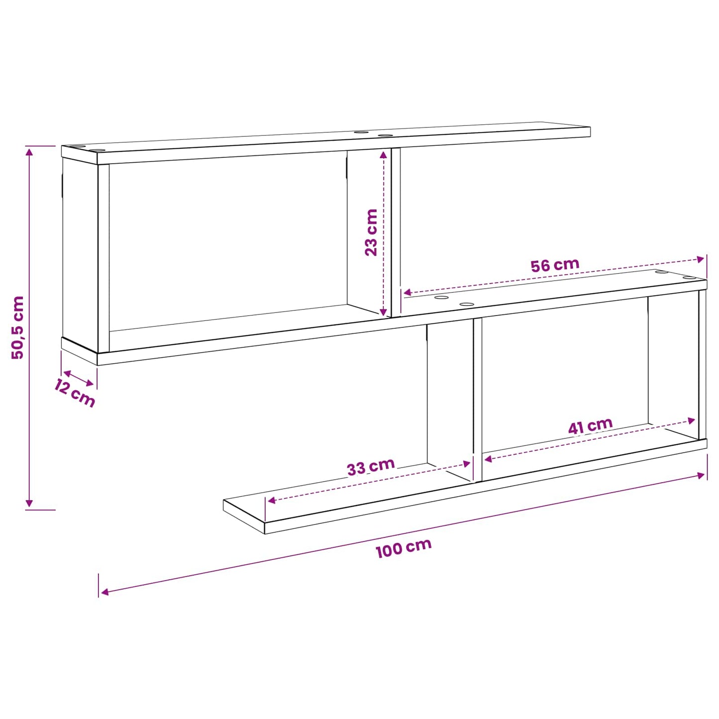 Wall Shelf Black Oak 100 x 12 x 50.5 cm Engineered Wood