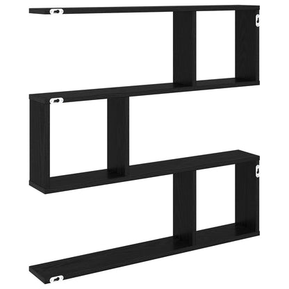 Wall Shelf Black Oak 80 x 12 x 79.5 cm Engineered Wood