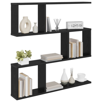 Wall Shelf Black Oak 80 x 12 x 79.5 cm Engineered Wood