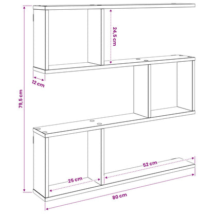 Wall Shelf Black Oak 80 x 12 x 79.5 cm Engineered Wood