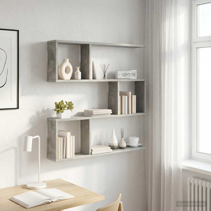 Wall Shelf Concrete Grey 80 x 12 x 79.5 cm Engineered Wood