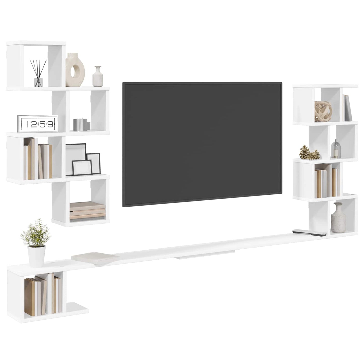Wall-Mounted TV Shelf White 180 x 15 x 94 cm Engineered Wood