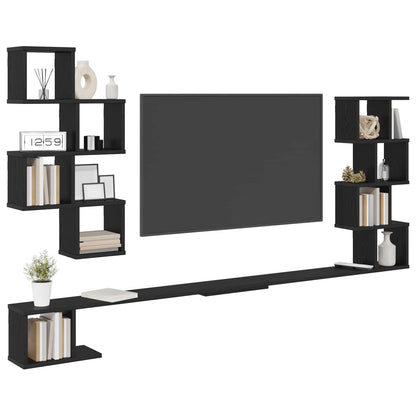 Wall-Mounted TV Shelf Black Oak 180 x 15 x 94 cm