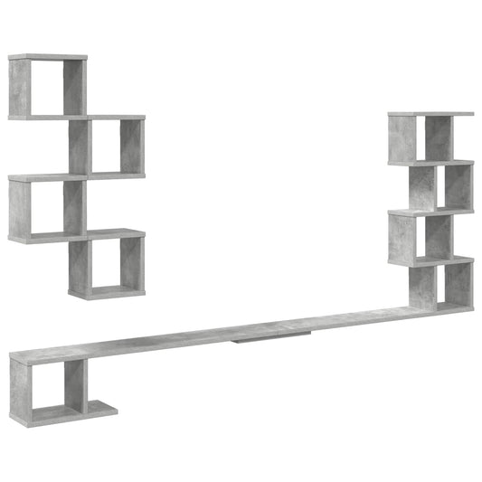 Wall-Mounted TV Shelf Concrete Grey 180 x 15 x 94 cm