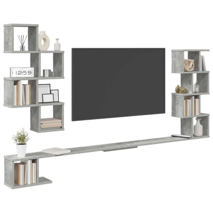 Wall-Mounted TV Shelf Concrete Grey 180 x 15 x 94 cm