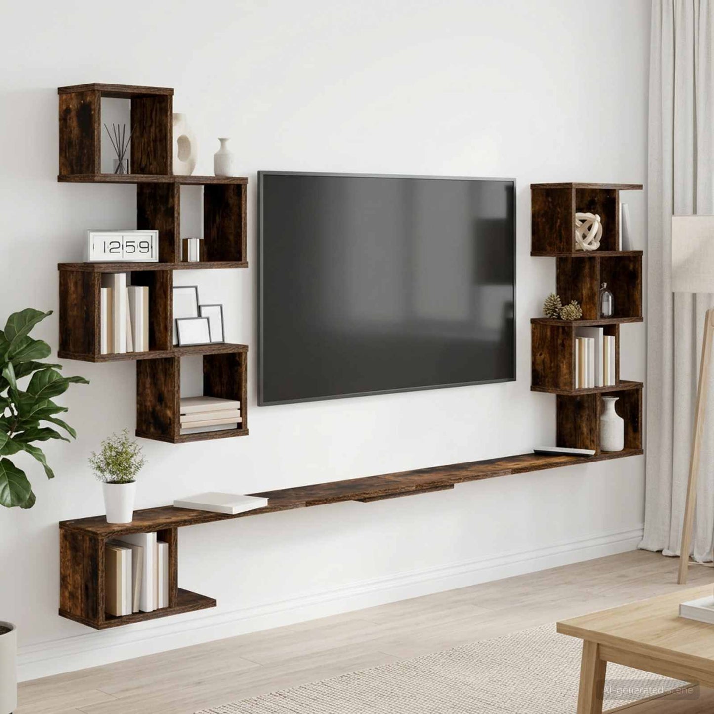 Wall-Mounted TV Shelf Smoked Oak 180 x 15 x 94 cm