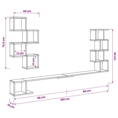 Wall-Mounted TV Shelf Old Wood 180 x 15 x 94 cm Engineered Wood