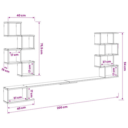 Wall-Mounted TV Shelf Black Oak 200 x 15 x 94 cm