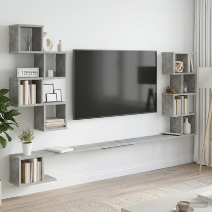 Wall-Mounted TV Shelf Concrete Grey 200 x 15 x 94 cm