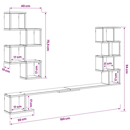 Wall-Mounted TV Shelf Black Oak 160 x 15 x 94 cm