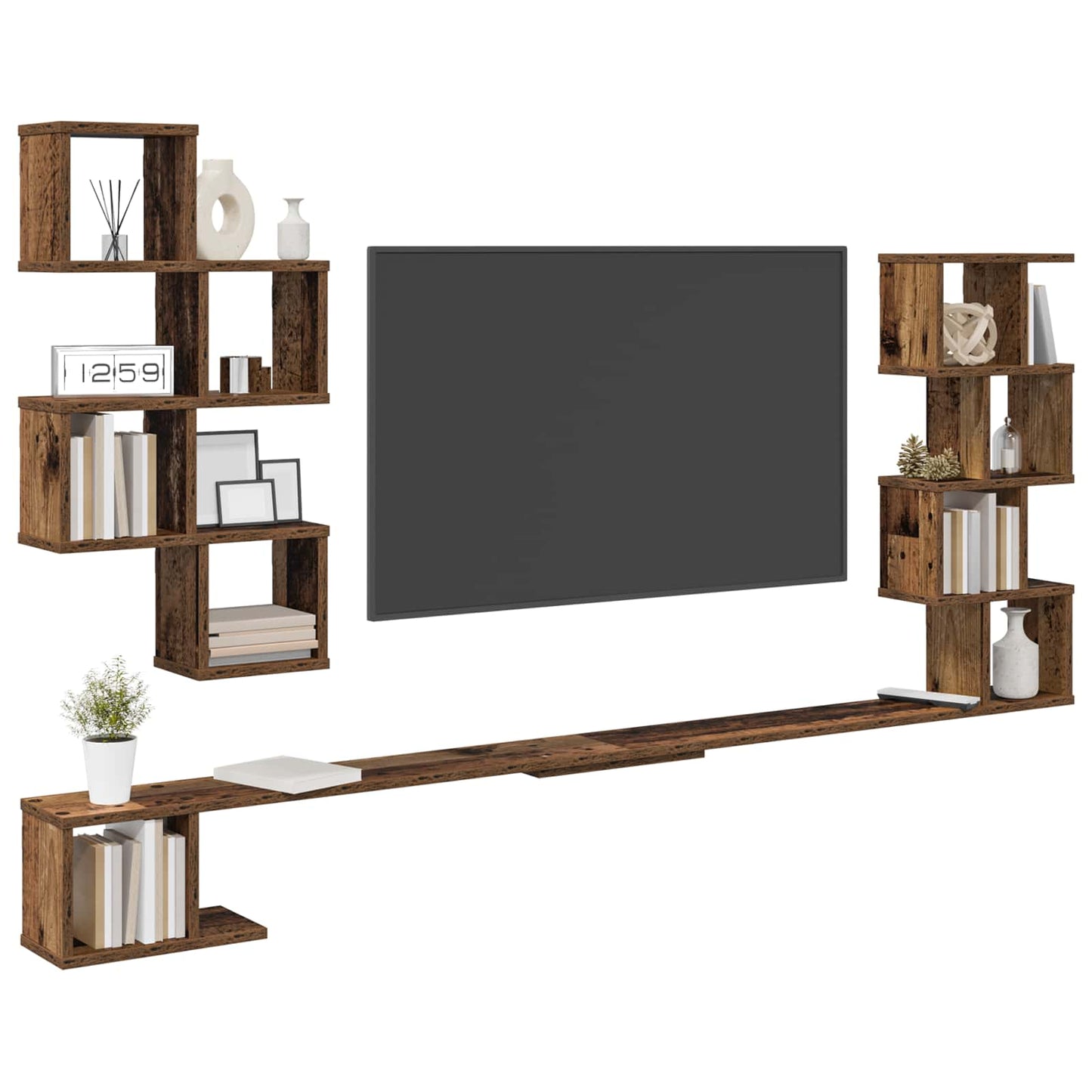 Wall-Mounted TV Shelf Old Wood 160 x 15 x 94 cm Engineered Wood