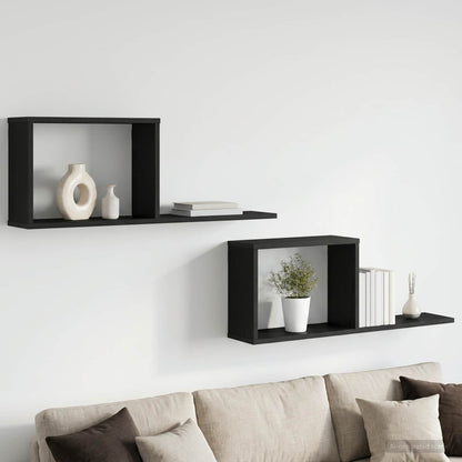 Floating Shelves 2 pcs Black Oak 80 x 15 x 30 cm