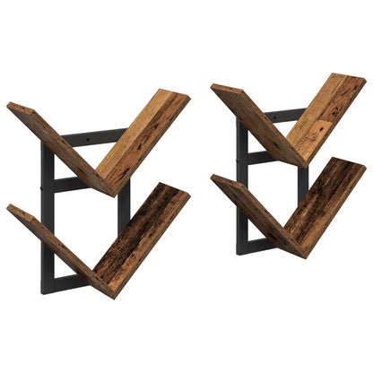Wall Floating Shelf 2 pcs Old Wood 43 x 15 x 47 cm