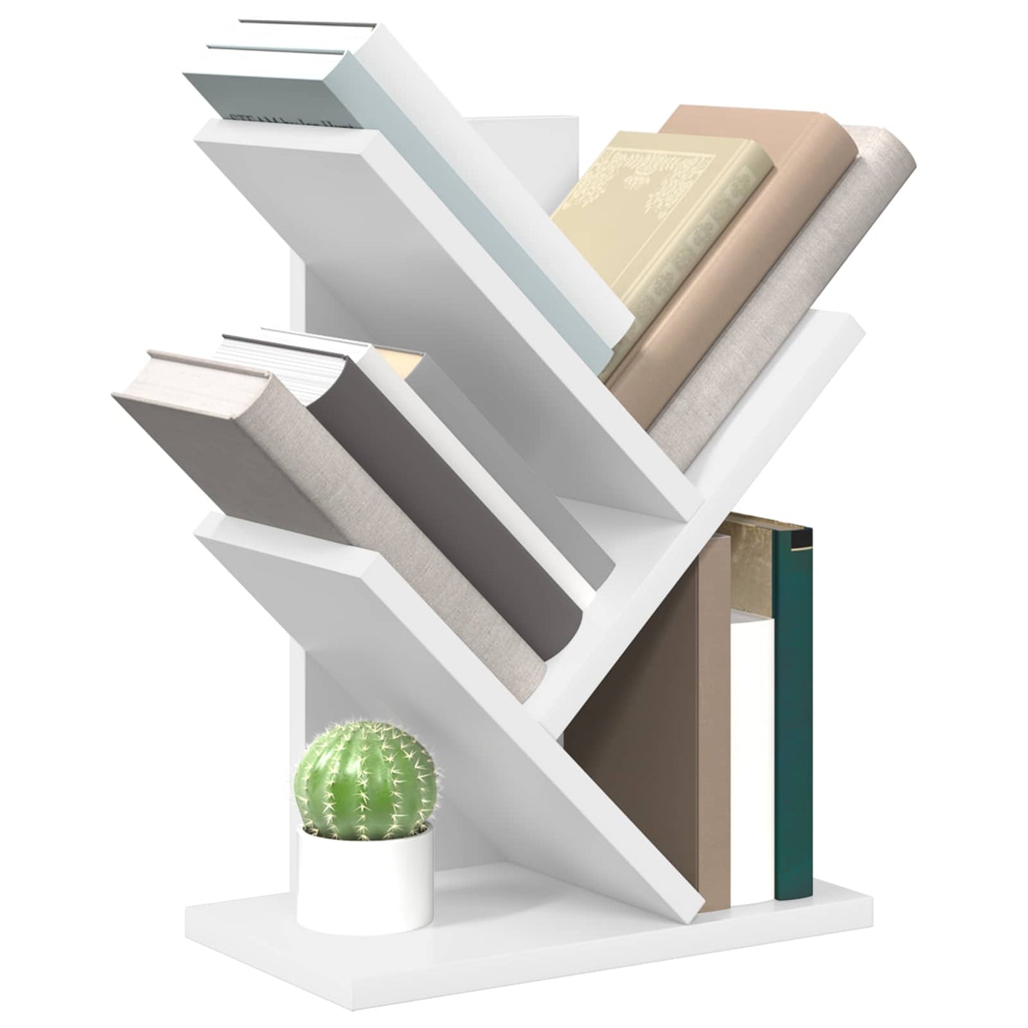 Tree Bookshelf 3-Tier 30 x 18 x 40 cm Engineered Wood White