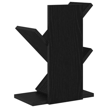 Tree Bookshelf 3-Tier 30 x 18 x 40 cm Engineered Wood Black Oak