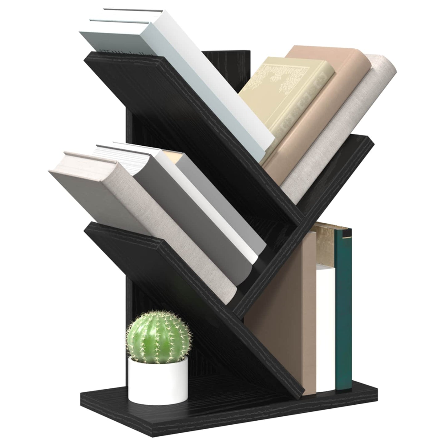 Tree Bookshelf 3-Tier 30 x 18 x 40 cm Engineered Wood Black Oak