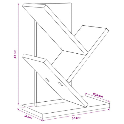 Tree Bookshelf 3-Tier 30 x 18 x 40 cm Engineered Wood