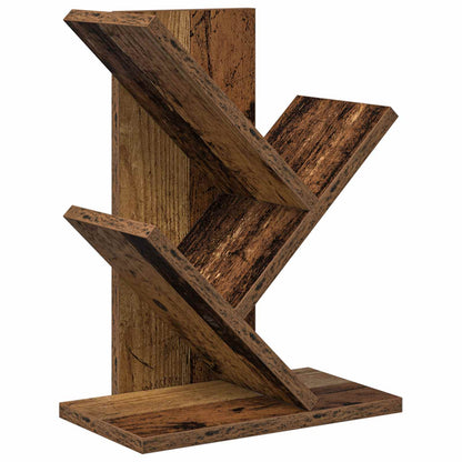 Tree Bookshelf 3-Tier 30 x 18 x 40 cm Engineered Wood Old Wood