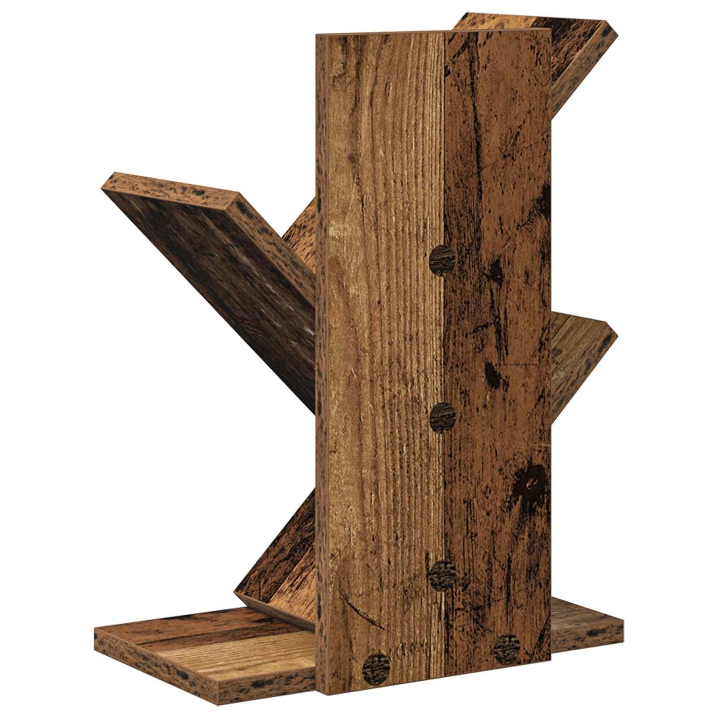 Tree Bookshelf 3-Tier 30 x 18 x 40 cm Engineered Wood Old Wood