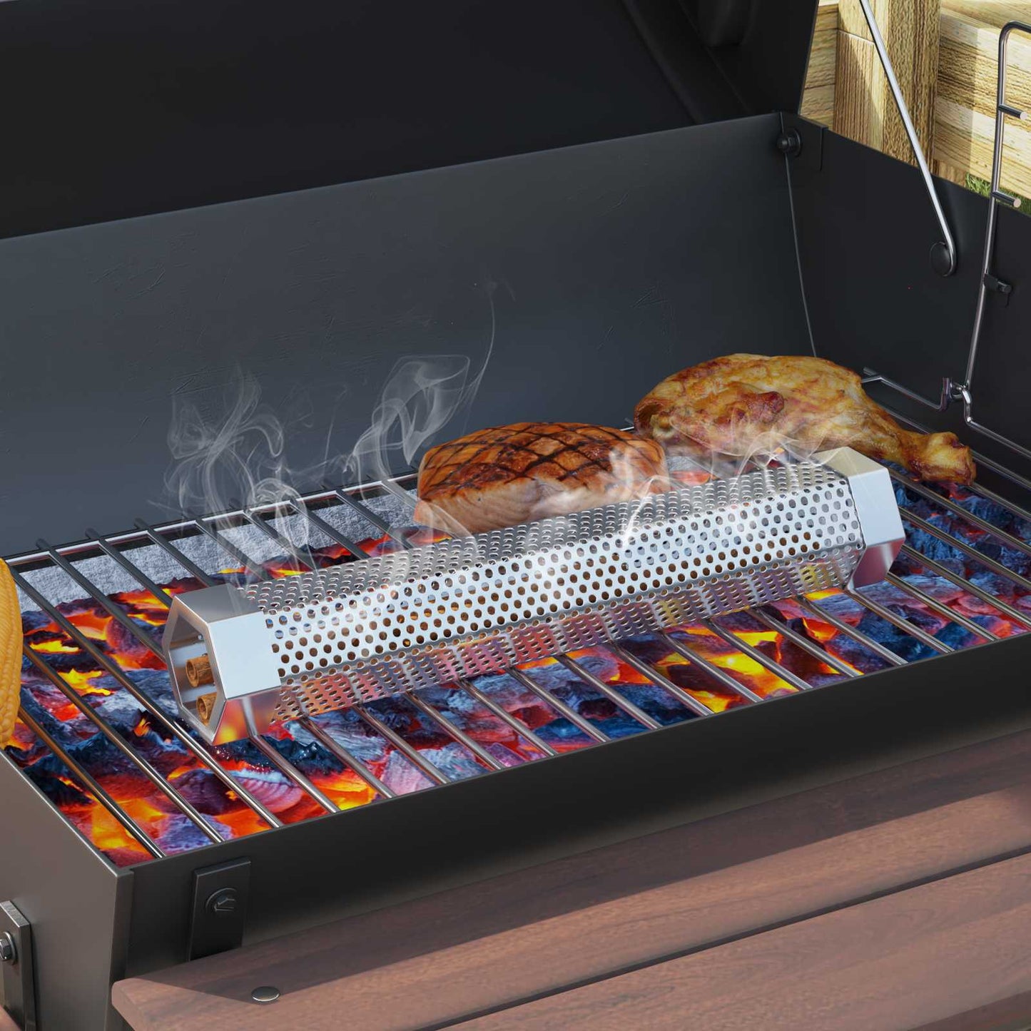 Smoker Tube 2 pcs 5 x 5 x 30 cm Stainless Steel 304 Silver