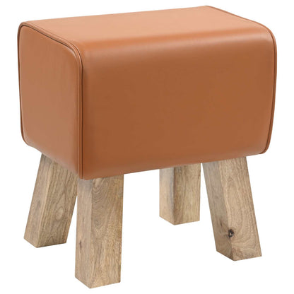 Bench 40 x 30 x 45 cm Real Leather Brown