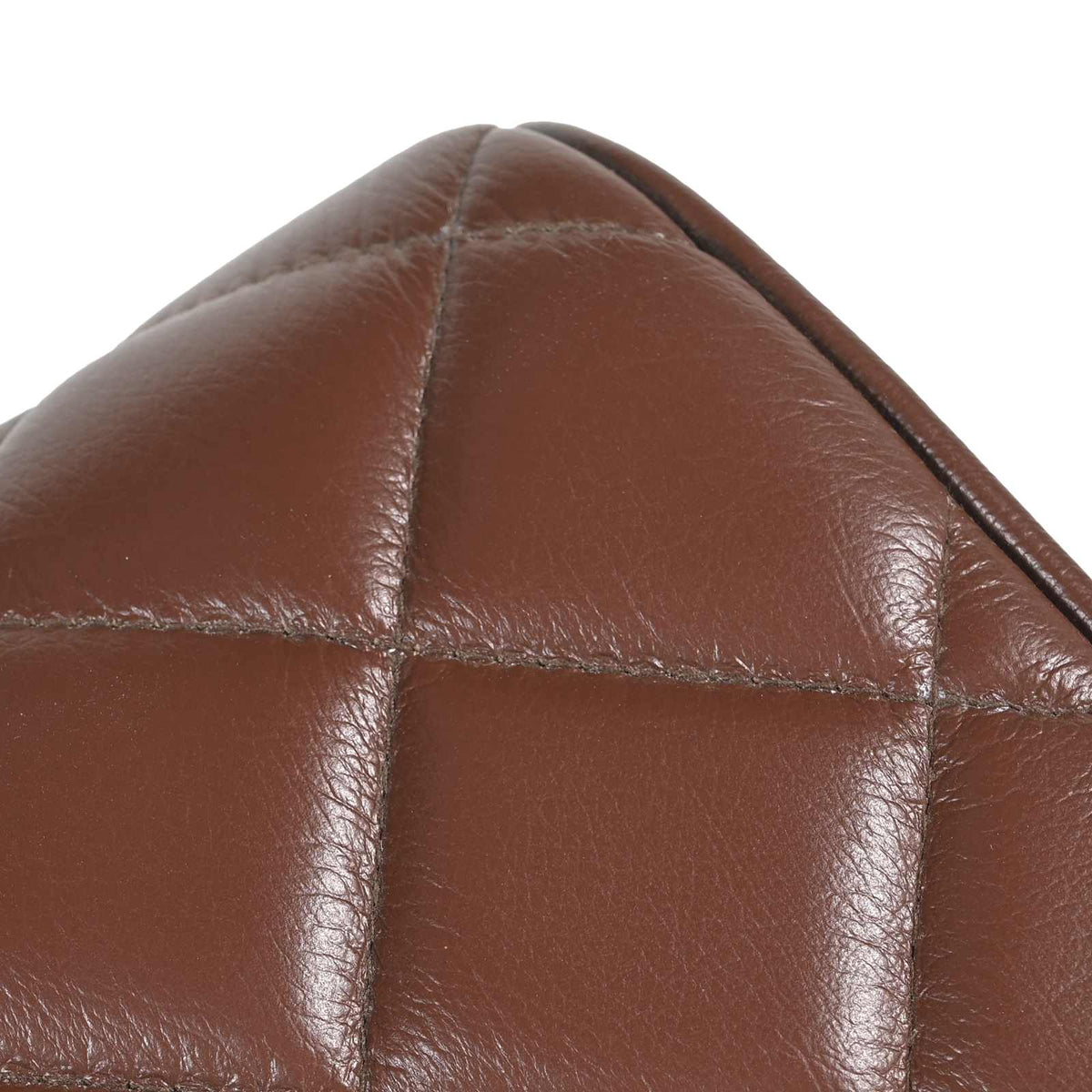 Bench 40 x 30 x 45 cm Real Leather Brown Diamond