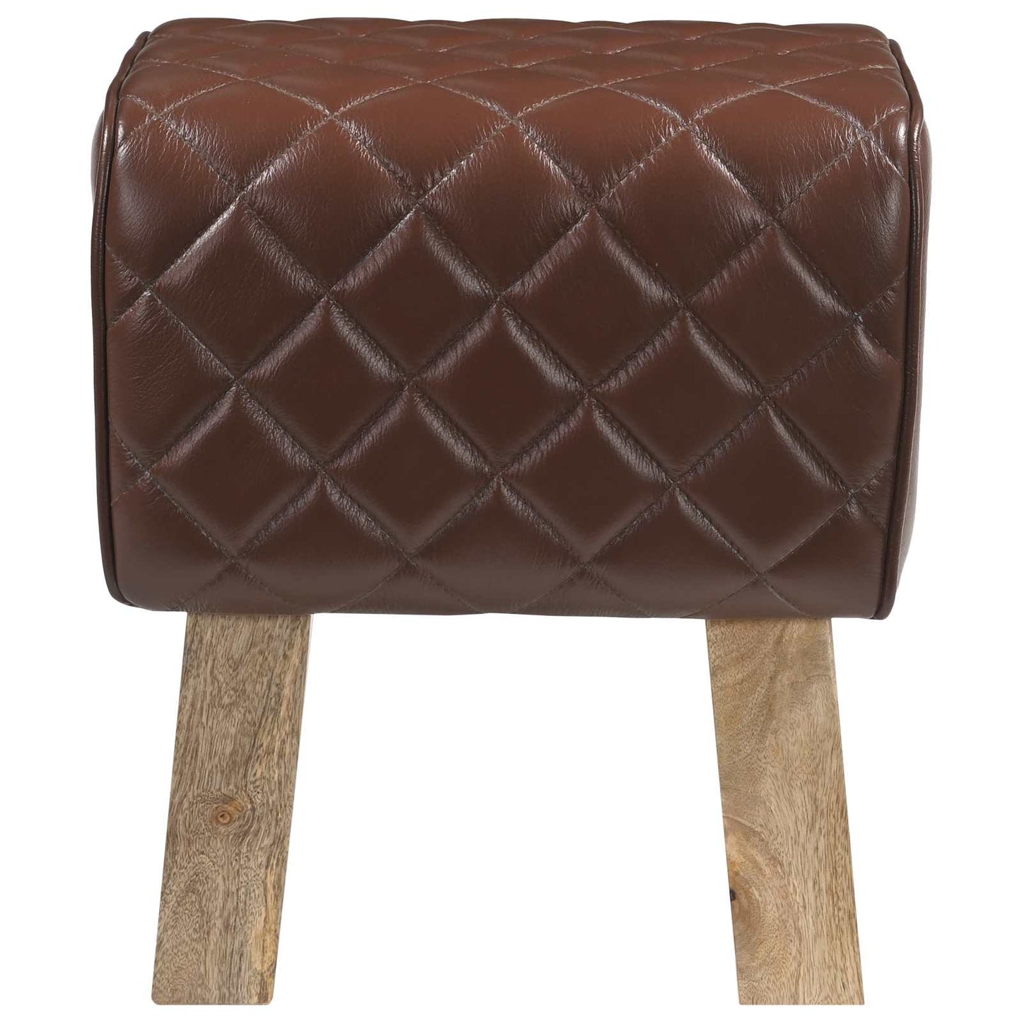 Bench 40 x 30 x 45 cm Real Leather Brown Diamond
