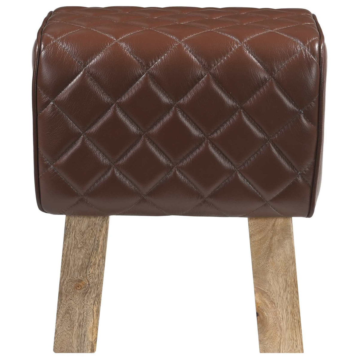 Bench 40 x 30 x 45 cm Real Leather Brown Diamond