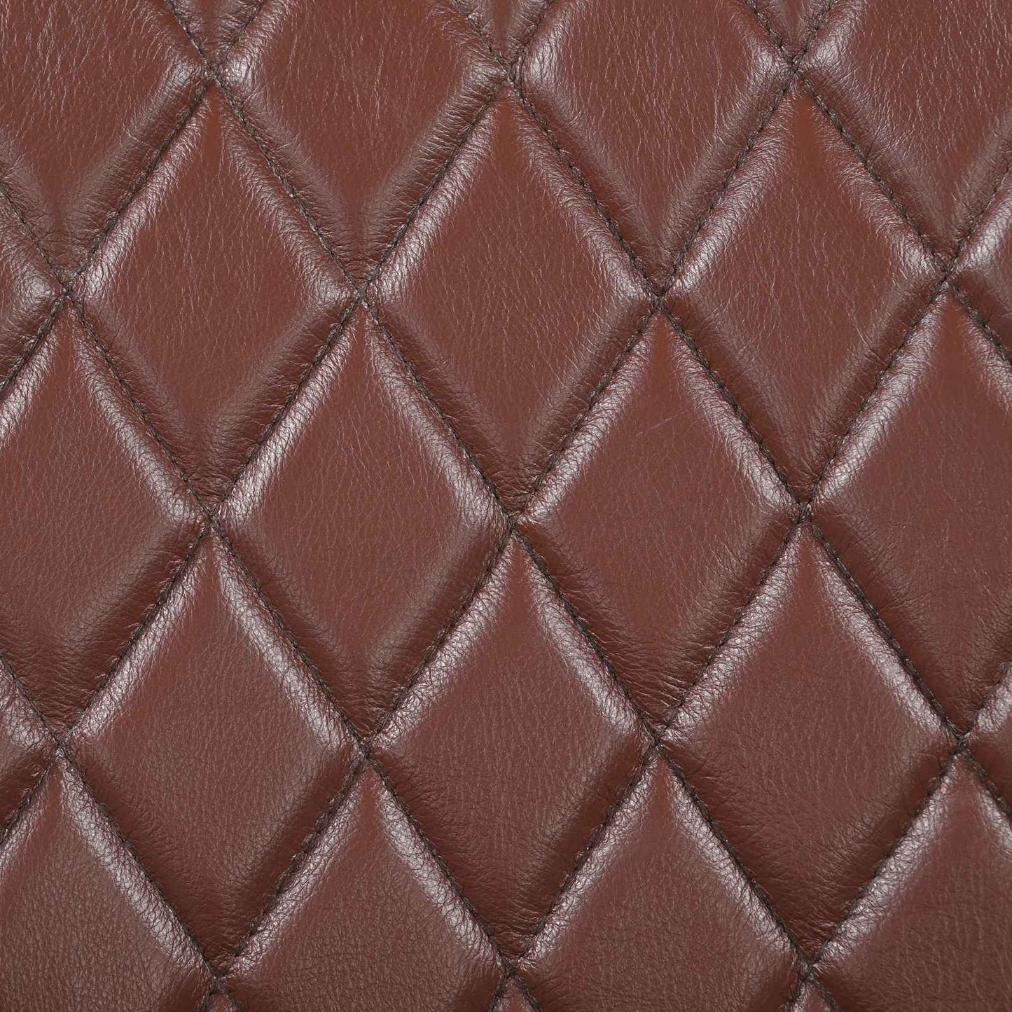 Bench 40 x 30 x 45 cm Real Leather Brown Diamond