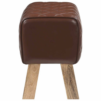 Bench 40 x 30 x 45 cm Real Leather Brown Diamond