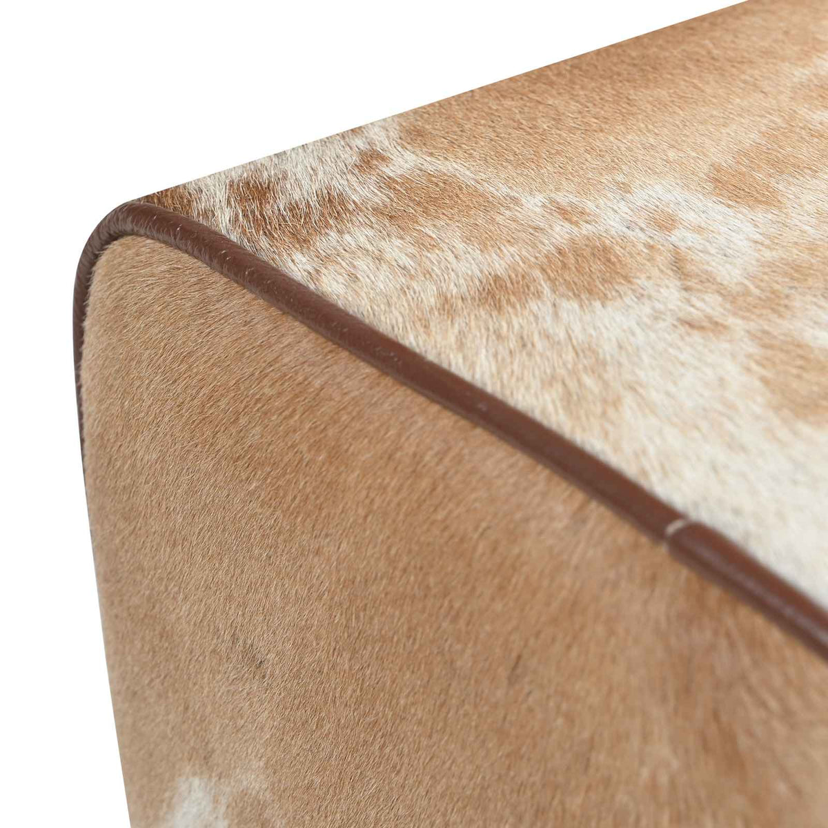 Bench 40 x 30 x 45 cm Real Leather Brown and White