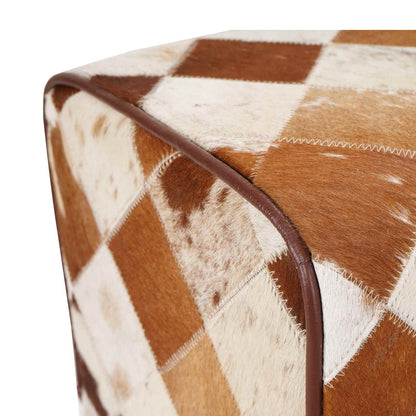 Bench 40 x 30 x 45 cm Real Leather Brown Patchwork