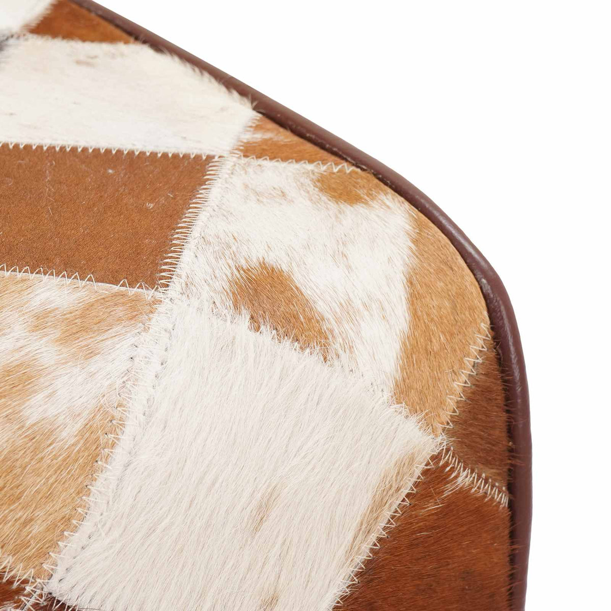 Bench 40 x 30 x 45 cm Real Leather Brown Patchwork