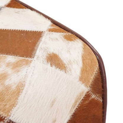 Bench 40 x 30 x 45 cm Real Leather Brown Patchwork