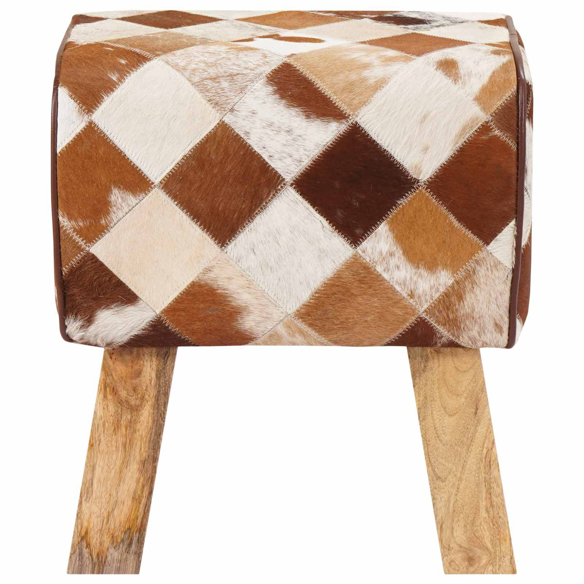 Bench 40 x 30 x 45 cm Real Leather Brown Patchwork