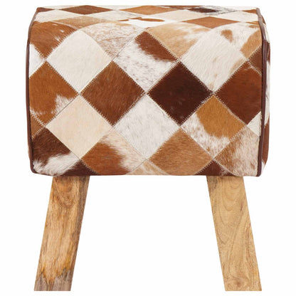 Bench 40 x 30 x 45 cm Real Leather Brown Patchwork