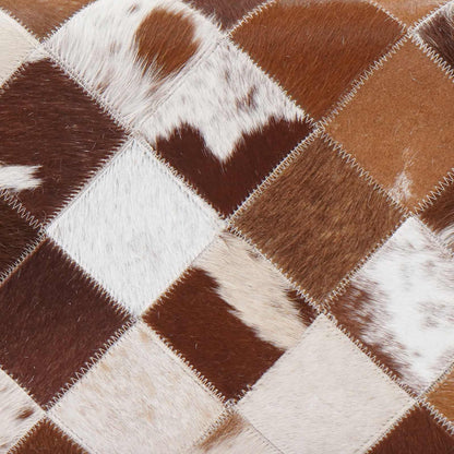 Bench 40 x 30 x 45 cm Real Leather Brown Patchwork