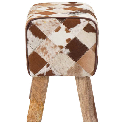 Bench 40 x 30 x 45 cm Real Leather Brown Patchwork